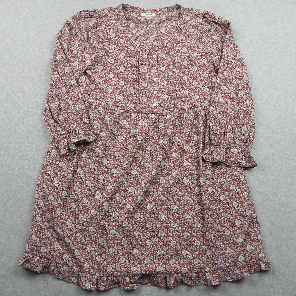 Jodifl Dress Womens Small Floral Mini Pleated Ruffle Boho Peasant Button Packet